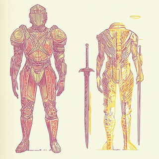 Castellopulp style, Midjourney V6.1: concept art character design of retropunk steam knight