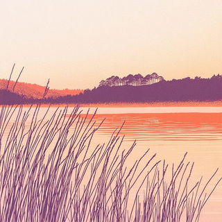 Castellopulp style, Midjourney V6.1: realistic landscape photograph of quiet dawn