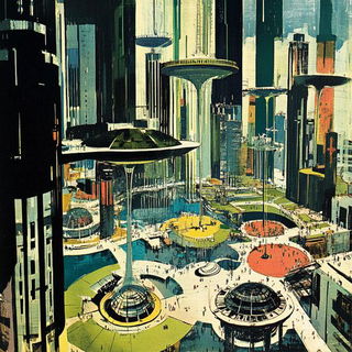 Petalfauna style, Midjourney V6.1: megacity with futuristic bioarchitecture
