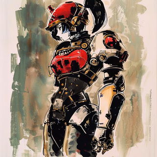 Prism Shard Assemblage style, Midjourney V6.1: concept art character design of retropunk steam knight