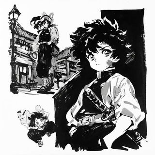 Prism Shard Assemblage style, Midjourney V6.1: black-and-white manga comic strip