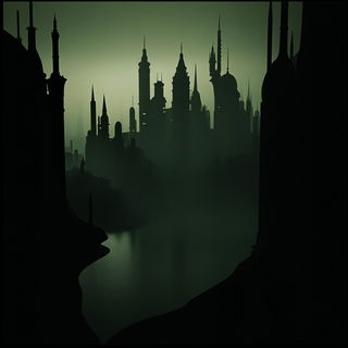 Featherstain style, Midjourney V6.1: megacity with futuristic bioarchitecture