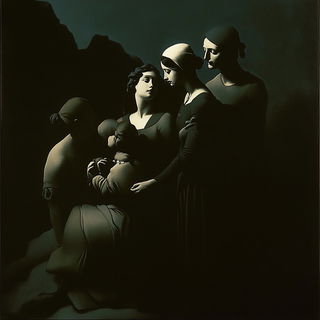 Featherstain style, Midjourney V6.1: classical 18th-century oil painting