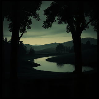 Featherstain style, Midjourney V6.1: realistic landscape photograph of quiet dawn