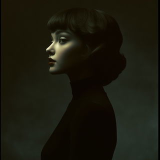 Featherstain style, Midjourney V6.1: photographic portrait of female protagonist