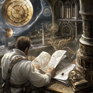 Ashgrid Monuments style, Midjourney V6.1: editorial illustration for popular scientific magazine cover
