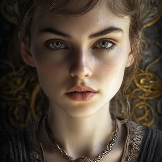 Ashgrid Monuments style, Midjourney V6.1: photographic portrait of female protagonist