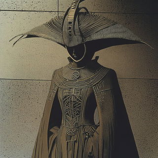 Sirocco Frameworks style, Midjourney V6.1: haute-couture fashion outfit