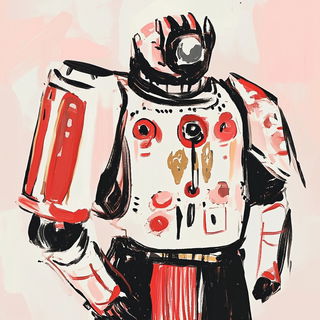 Blackthorn Endpaper style, Midjourney V6.1: concept art character design of retropunk steam knight