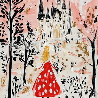 Blackthorn Endpaper style, Midjourney V6.1: retro fairy-tale illustration
