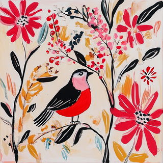 Blackthorn Endpaper style, Midjourney V6.1: traditional folk art