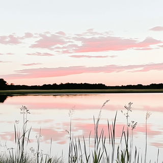 Blackthorn Endpaper style, Midjourney V6.1: realistic landscape photograph of quiet dawn