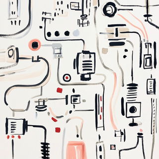 Blackthorn Endpaper style, Midjourney V6.1: technical infrastructure blueprint schematics