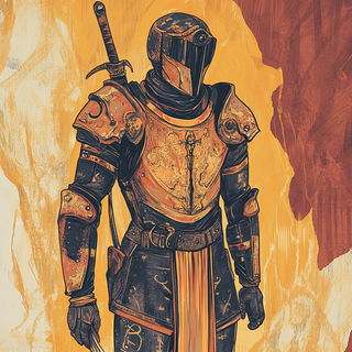 Luminolith style, Midjourney V6.1: concept art character design of retropunk steam knight