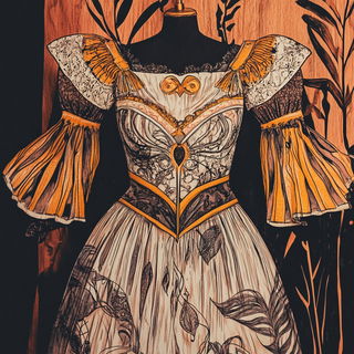 Luminolith style, Midjourney V6.1: haute-couture fashion outfit