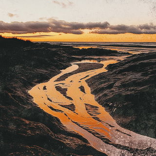 Luminolith style, Midjourney V6.1: realistic landscape photograph of quiet dawn
