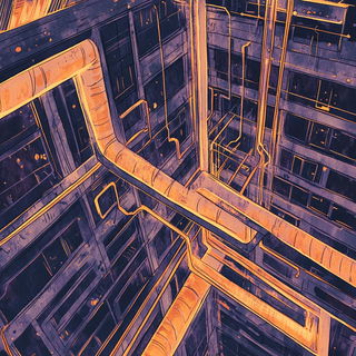 Luminolith style, Midjourney V6.1: technical infrastructure blueprint schematics