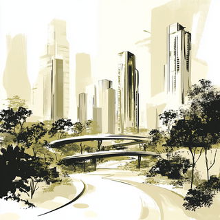 Greenfinch Isogrid style, Midjourney V6.1: megacity with futuristic bioarchitecture