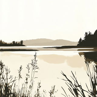 Greenfinch Isogrid style, Midjourney V6.1: realistic landscape photograph of quiet dawn