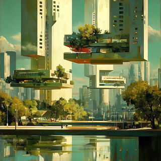Opaline Midway style, Midjourney V6.1: megacity with futuristic bioarchitecture