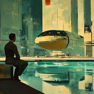 Opaline Midway style, Midjourney V6.1: cinematic shot from sci-fi movie