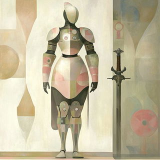 Balloonletter style, Midjourney V6.1: concept art character design of retropunk steam knight