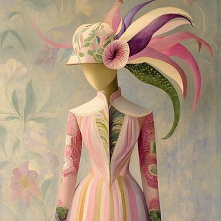 Balloonletter style, Midjourney V6.1: haute-couture fashion outfit