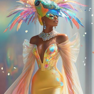Pomegranate Dryad style, Midjourney V6.1: haute-couture fashion outfit