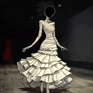 Serpentine Deco Narrative style, Midjourney V6.1: haute-couture fashion outfit