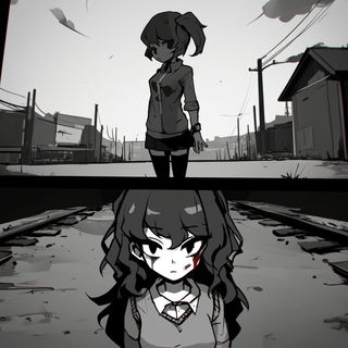 Serpentine Deco Narrative style, Midjourney V6.1: black-and-white manga comic strip