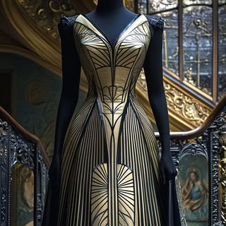 Whorlweave style, Midjourney V6.1: haute-couture fashion outfit