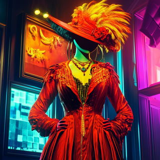Brocadetail style, Midjourney V6.1: haute-couture fashion outfit