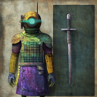 Autumn Bubble Conservatory style, Midjourney V6.1: concept art character design of retropunk steam knight