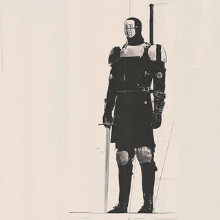 Tempestochrome style, Midjourney V6.1: concept art character design of retropunk steam knight
