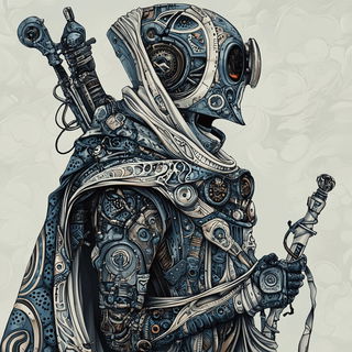 Moonstone Fault style, Midjourney V6.1: concept art character design of retropunk steam knight
