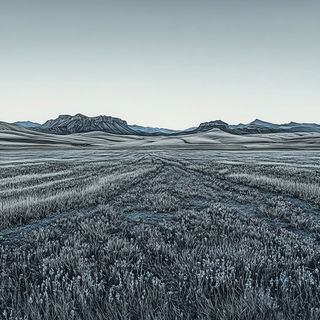 Moonstone Fault style, Midjourney V6.1: realistic landscape photograph of quiet dawn
