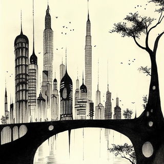 Solarchism style, Midjourney V6.1: megacity with futuristic bioarchitecture