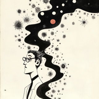 Solarchism style, Midjourney V6.1: editorial illustration for popular scientific magazine cover