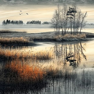 Veyran Isobar Guild style, Midjourney V6.1: realistic landscape photograph of quiet dawn