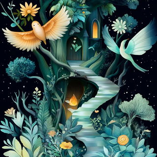 Bazaarflow style, Midjourney V6.1: retro fairy-tale illustration