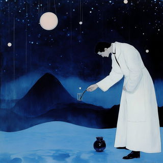 Lanternblack Folktale style, Midjourney V6.1: editorial illustration for popular scientific magazine cover