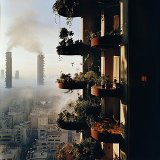 Whitefield Megasurvey style, Midjourney V6.1: megacity with futuristic bioarchitecture