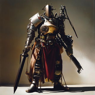 Whitefield Megasurvey style, Midjourney V6.1: concept art character design of retropunk steam knight