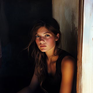 Whitefield Megasurvey style, Midjourney V6.1: photographic portrait of female protagonist