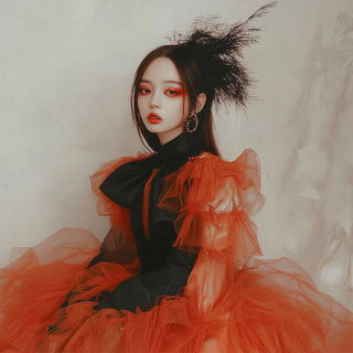 Scourpaint style, Midjourney V6.1: haute-couture fashion outfit