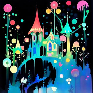 Vaporlead style, Midjourney V6.1: retro fairy-tale illustration
