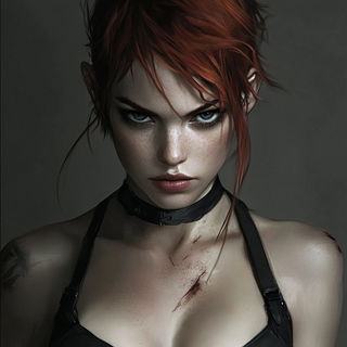 Cobalt Carvehouse style, Midjourney V6.1: photographic portrait of female protagonist