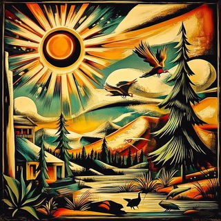 Sepia Etched Expeditions style, Midjourney V6.1: traditional folk art