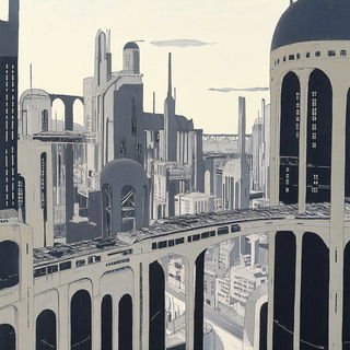 Megalithic Photomontage style, Midjourney V6.1: megacity with futuristic bioarchitecture