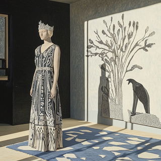 Megalithic Photomontage style, Midjourney V6.1: haute-couture fashion outfit